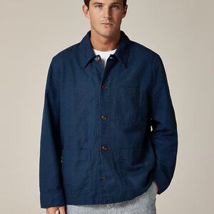 J. Crew Mens Cotton-linen blend chore jacket Small Nantucket Navy Color